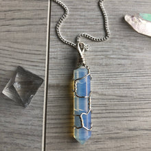 Opalite wire wrapped crystal necklace