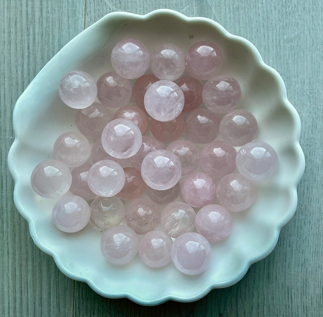 Rose Quartz Sphere pocket stone specimen (RQS8)