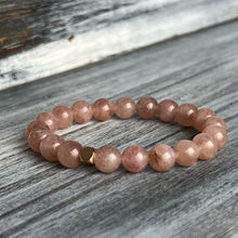 Strawberry Quartz  with Hematite Spacer Stretch Bracelet