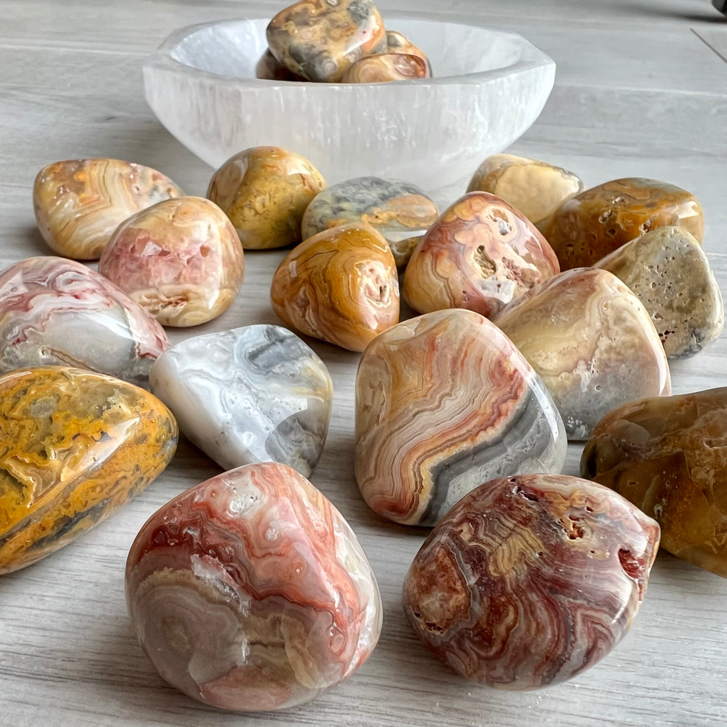 Crazy Lace Agate LG Tumbled Pocket Stone specimen