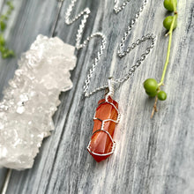 Carnelian Wire Wrapped Crystal Necklace