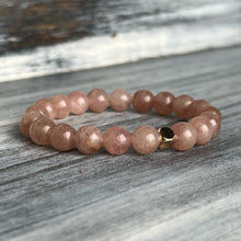 Strawberry Quartz  with Hematite Spacer Stretch Bracelet