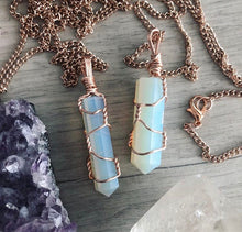 Opalite wire wrapped crystal necklace