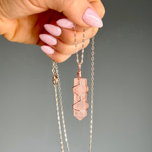 Rose Quartz wire wrapped crystal necklace