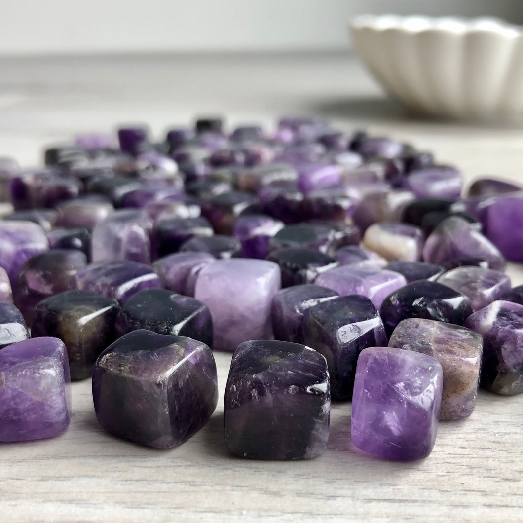 Amethyst cube tumbled stone crystal specimen