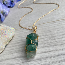Fluorite (Raw) Wire Wrapped Crystal Necklace