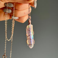 Angel aura quartz wire wrapped crystal necklaces