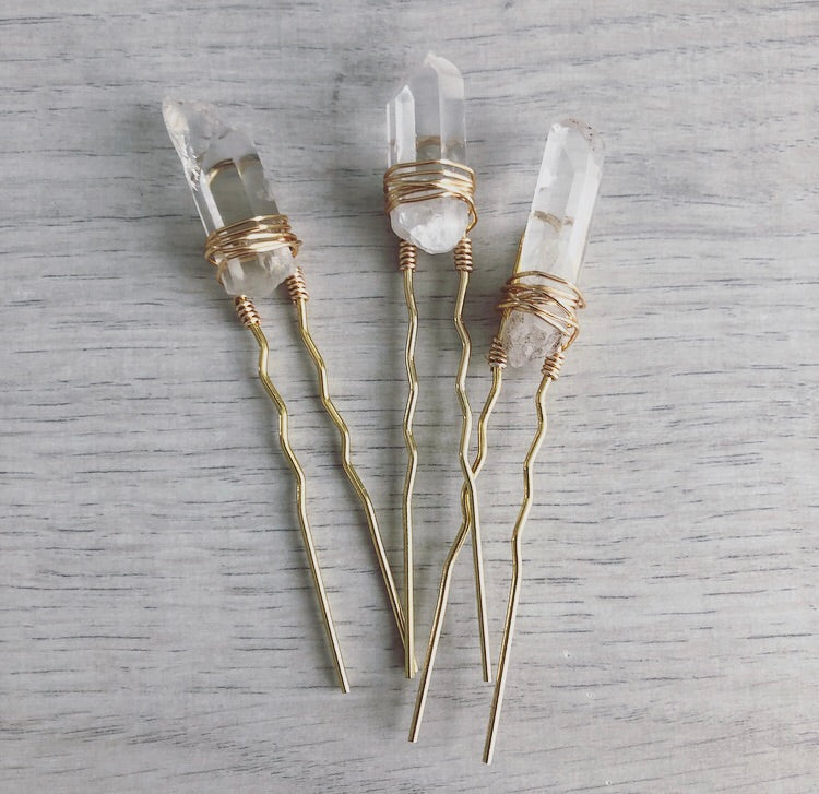 Quartz Crystal Hair Pin Accessory