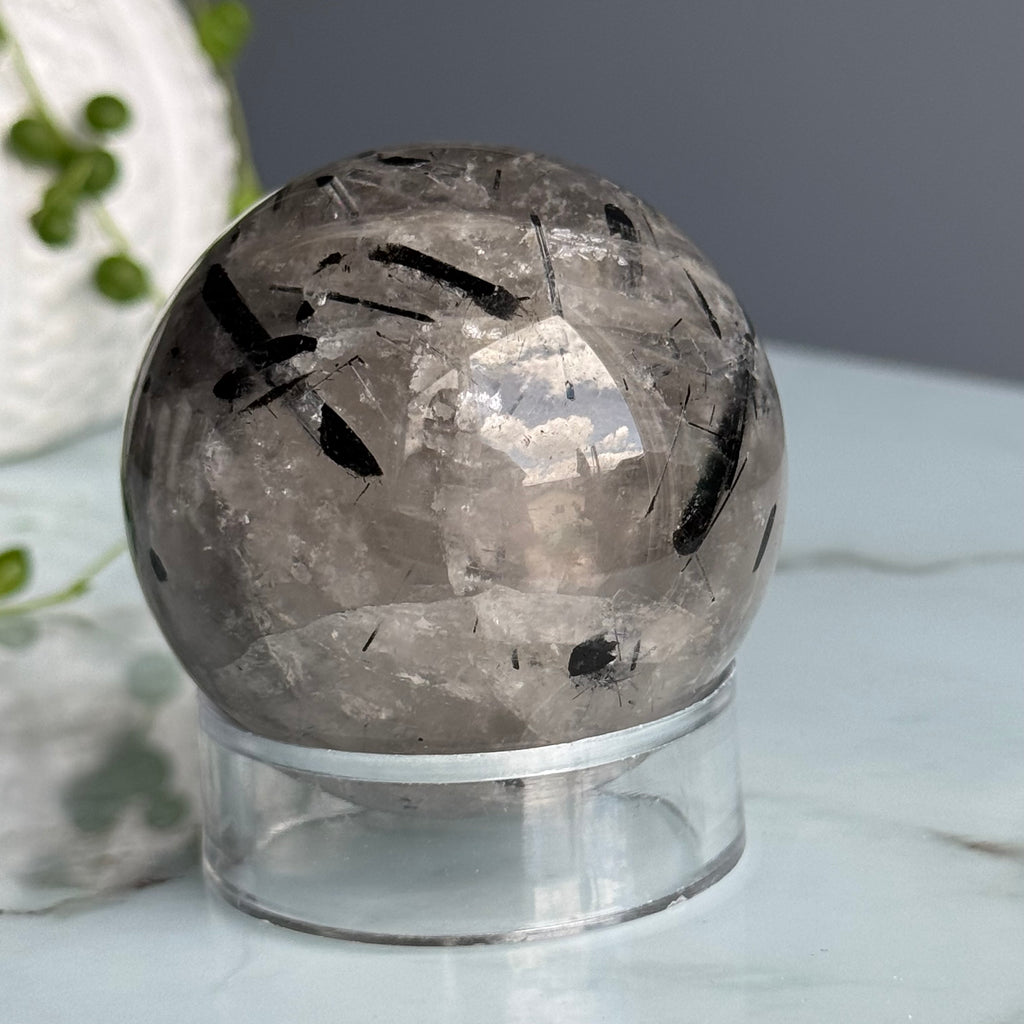 Tourmalated Quartz Sphere Specimen – Wholehearted Crystal Creations