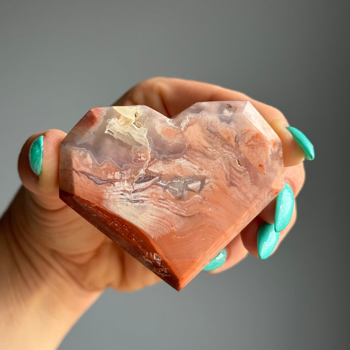 Pink Agate (Cotton Candy) Heart Carving Specimen