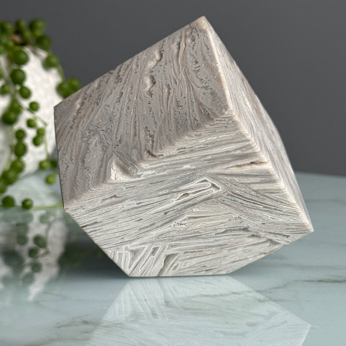 Crazy White Lace Agate Cube Specimen