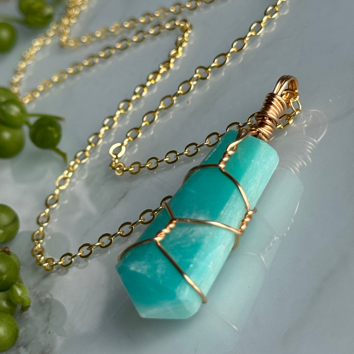 Caribbean Calcite Wire Wrapped Crystal Necklace – Wholehearted Crystal Creations