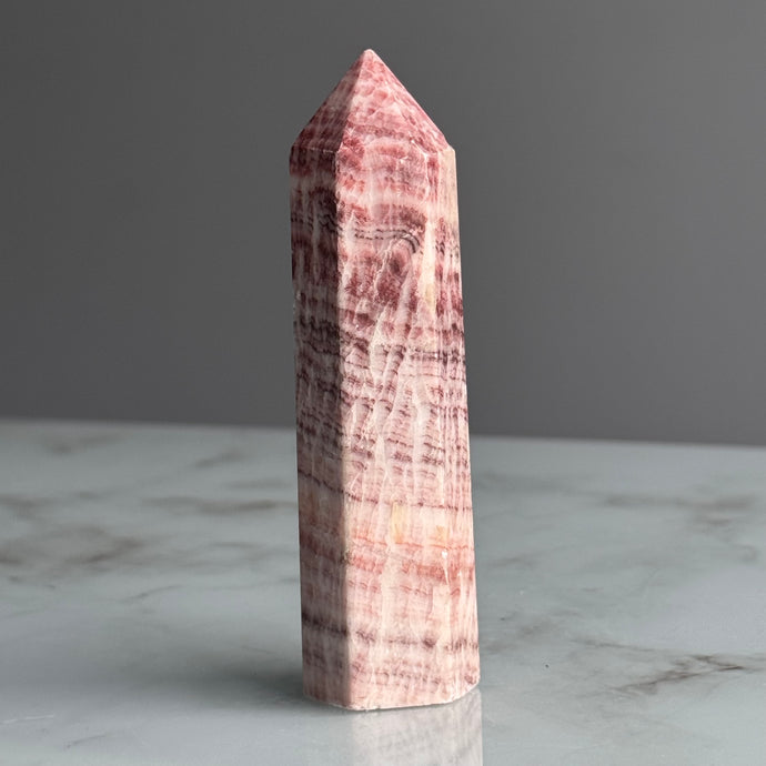 Pork Stone (Red Banded Calcite) Tower Specimen – Wholehearted Crystal Creations