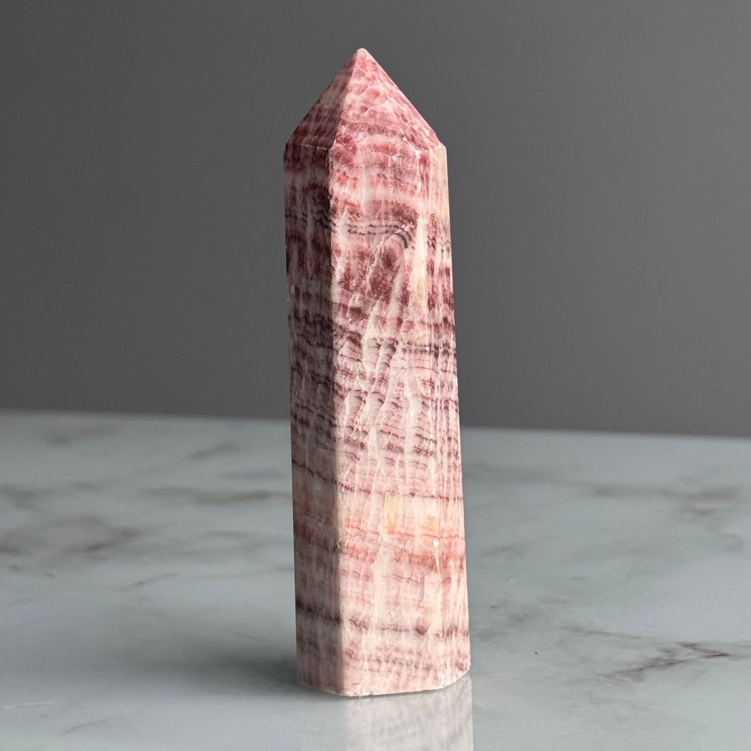Pork Stone (Red Banded Calcite) Tower Specimen