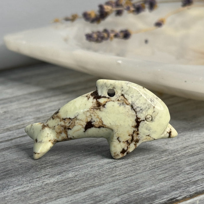 Magnesite Doplpin Carving Specimen (with drill hole)