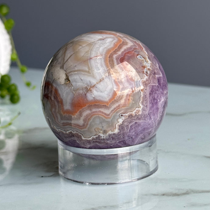 Amethyst & Crazy Lace Agate Polished Sphere Specimen