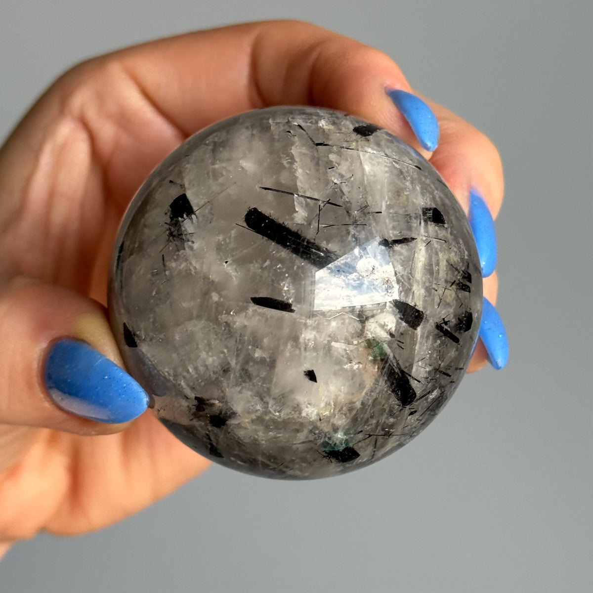 Tourmalated Quartz Sphere Crystal Specimen – Wholehearted Crystal Creations