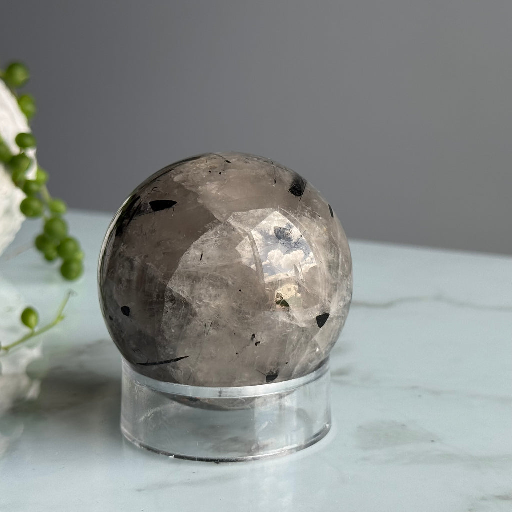 Tourmalated Quartz Sphere Specimen – Wholehearted Crystal Creations