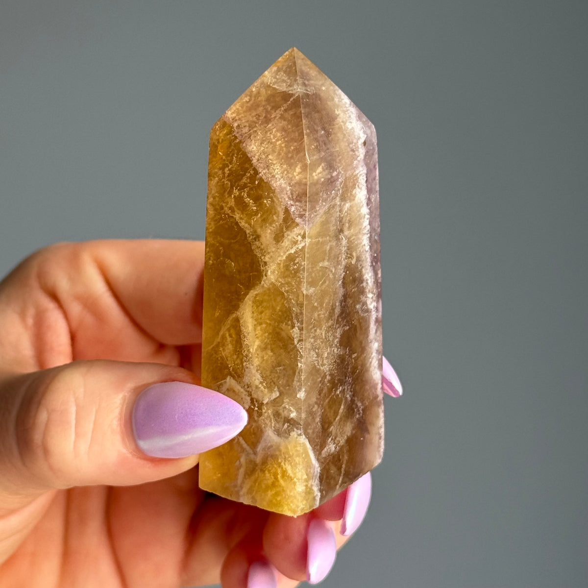 Yellow Purple Fluorite Tower Crystal Specimen – Wholehearted Crystal Creations