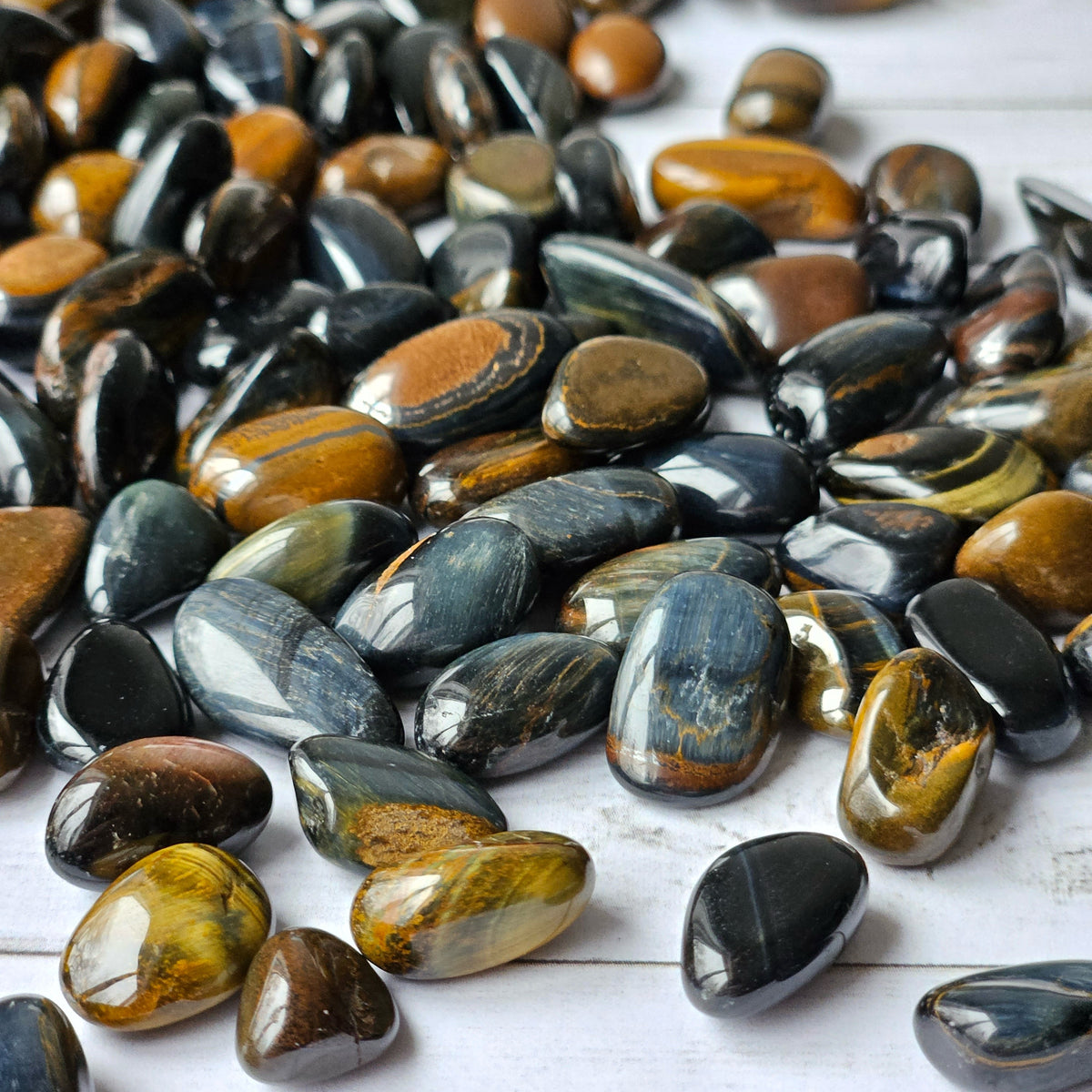 Blue Yellow Tiger's Eye Small Tumbled Pocket Stone – Wholehearted Crystal Creations