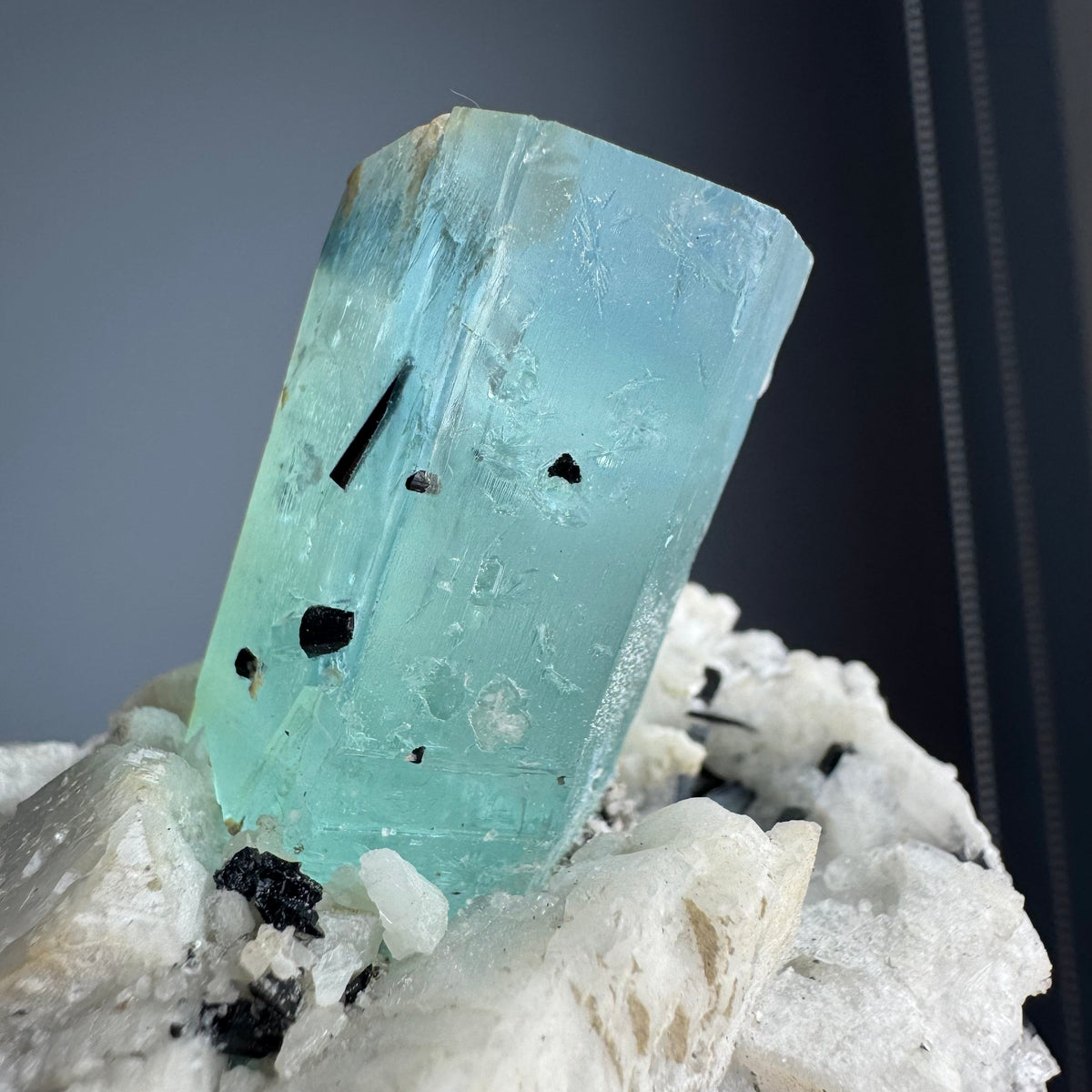 AAA Rare Aquamarine Specimen on Tourmalated Quartz Matrix – Wholehearted Crystal Creations