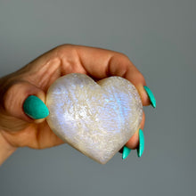 Belomorite (Moonstone + Sunstone) Heart Carving Palm Stone Specimen