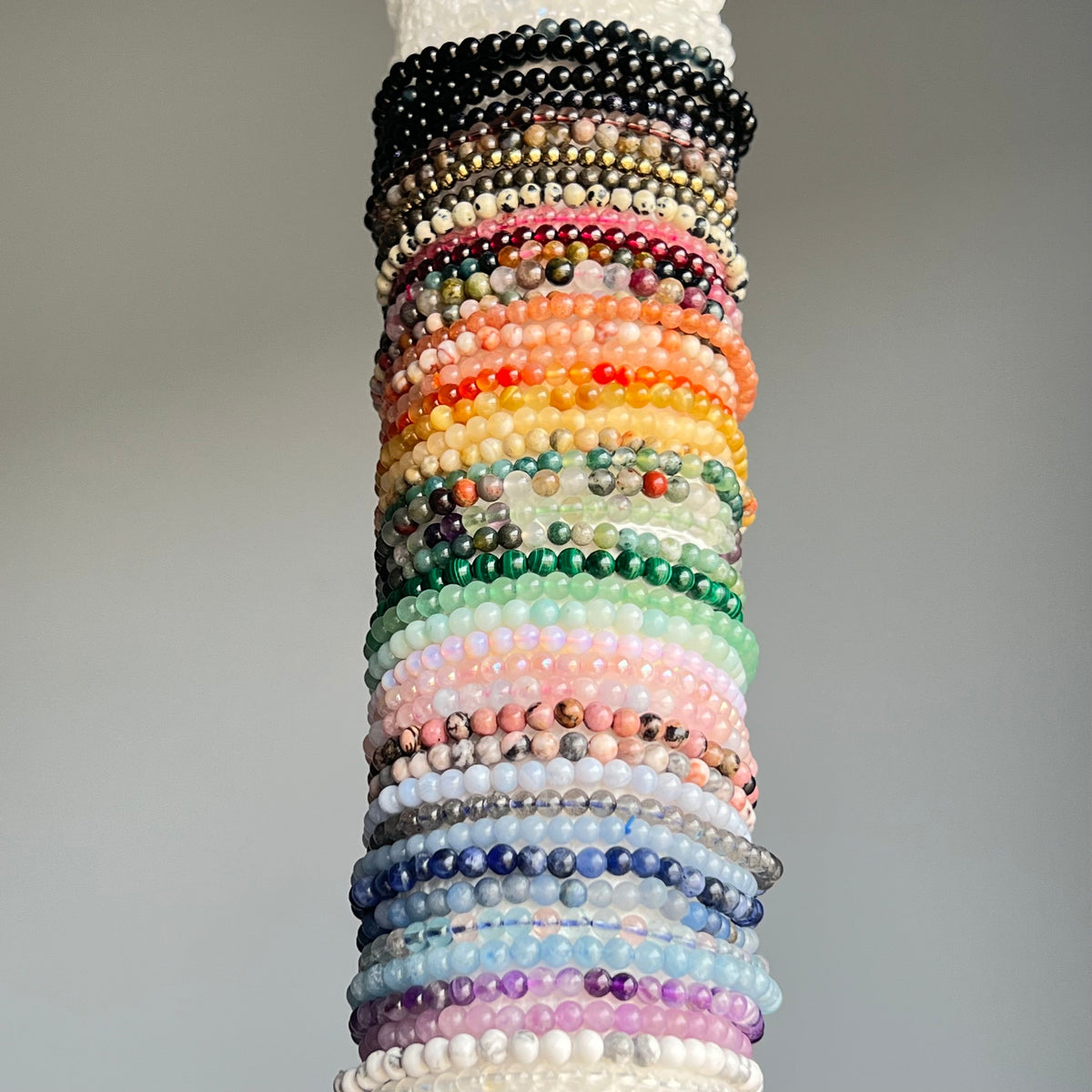 Choose Your Own 4mm Beaded Stretch Stone Bracelet A-Z – Wholehearted Crystal Creations