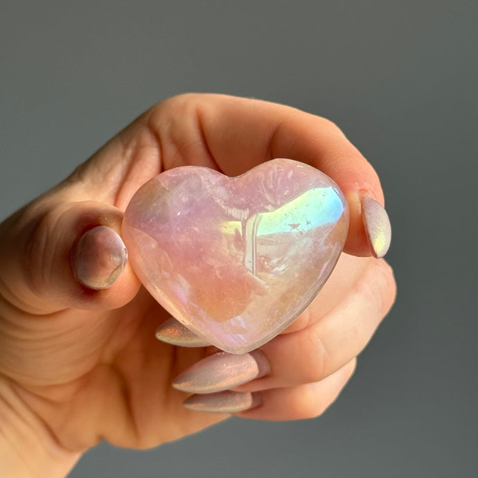 Angel Aura Rose Quartz Heart Carving Specimen