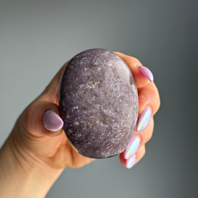 Lepidolite Palm Stone Specimen