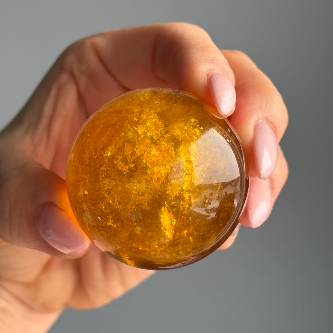 Yellow Fluorite & Mica Crystal Sphere Specimen