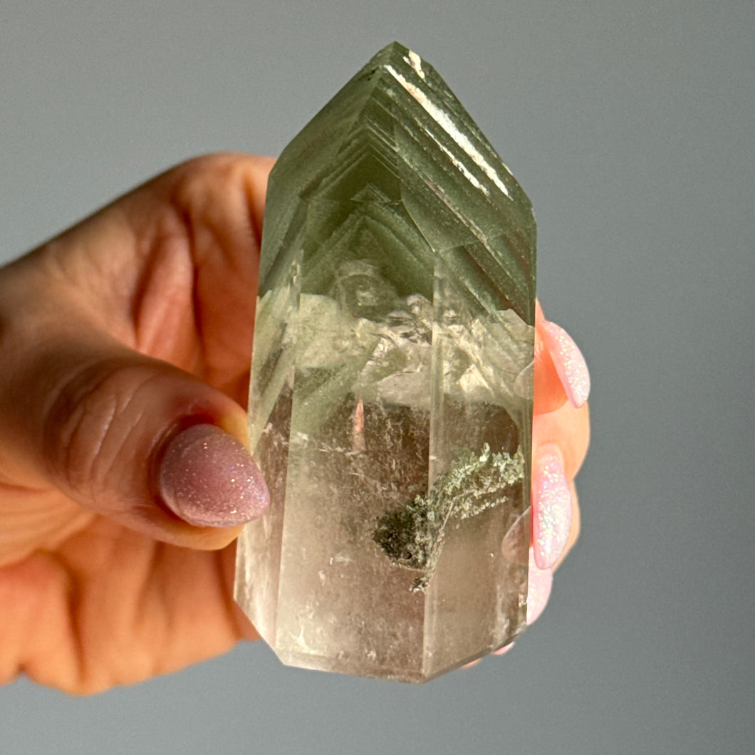 Garden Quartz Green Phantom Lodolite Tower Crystal Specimen – Wholehearted Crystal Creations