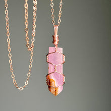 Pink Aragonite (gem grade) Wire Wrapped Necklace (01)