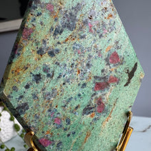 Ruby with Kyanite in Fuchsite Rhombus Crystal Specimen on Stand (4)
