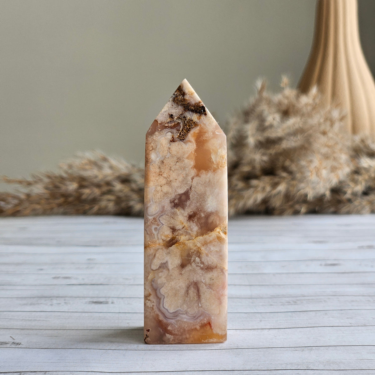 Flower Agate Tower Crystal Specimen – Wholehearted Crystal Creations