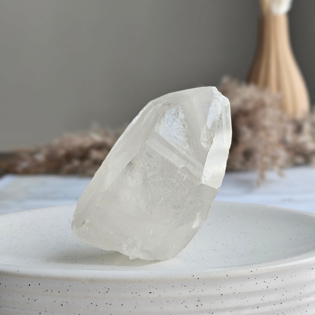 Quartz Point with Calcite Crystal Specimen – Wholehearted Crystal Creations