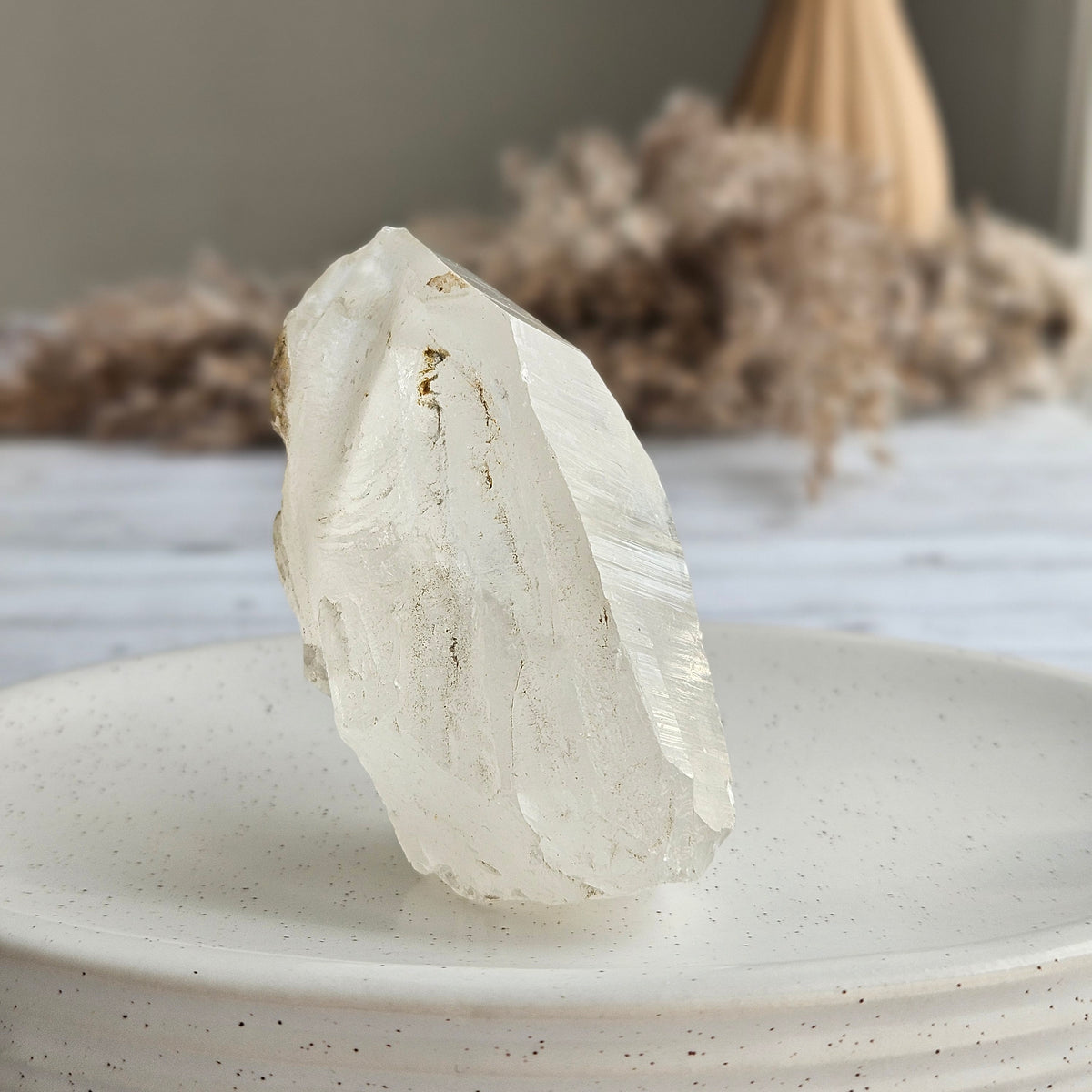 Quartz Point with Calcite Crystal Specimen – Wholehearted Crystal Creations