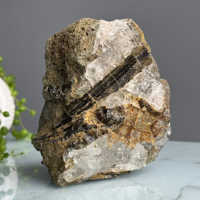 Green Tourmaline in Quartz Raw Specimen