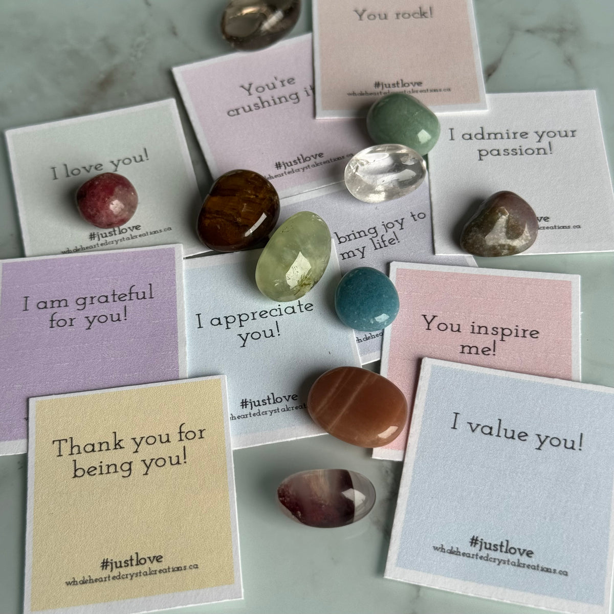 Mini Valentine's Day Affirmation Gratitude Stone Set – Wholehearted Crystal Creations