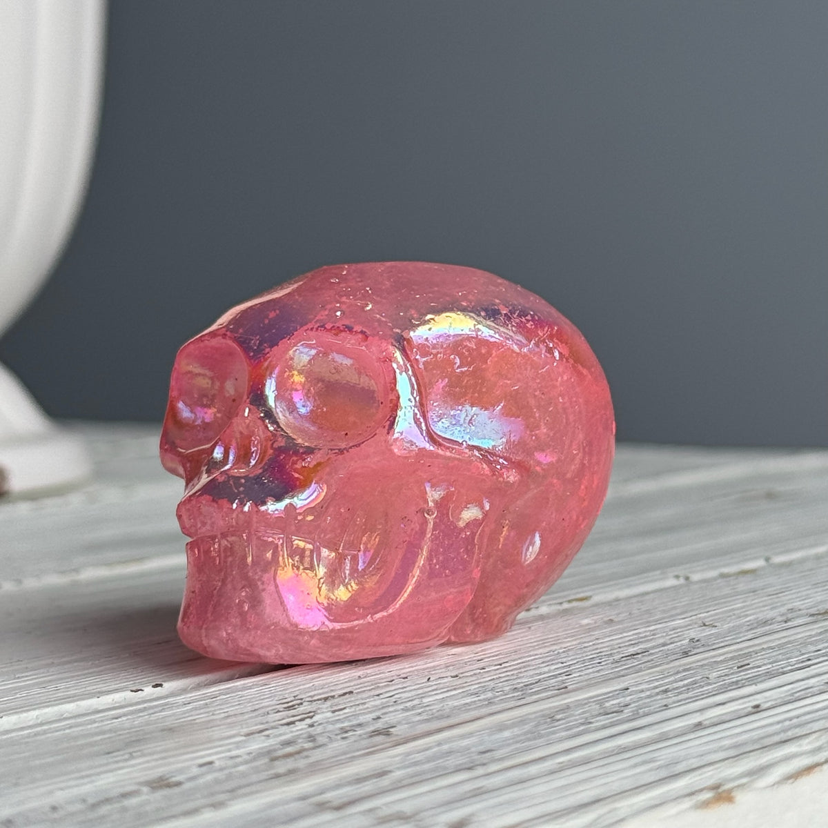 Titanium Aura Quartz Skull Carving Crystal Specimen – Wholehearted Crystal Creations