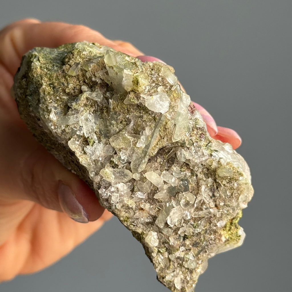 Epidote Chlorite in Quartz Crystal Specimen – Wholehearted Crystal Creations