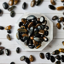 Blue and Yellow Tiger’s Eye Tumbled Pocket Stone Specimen (MED)