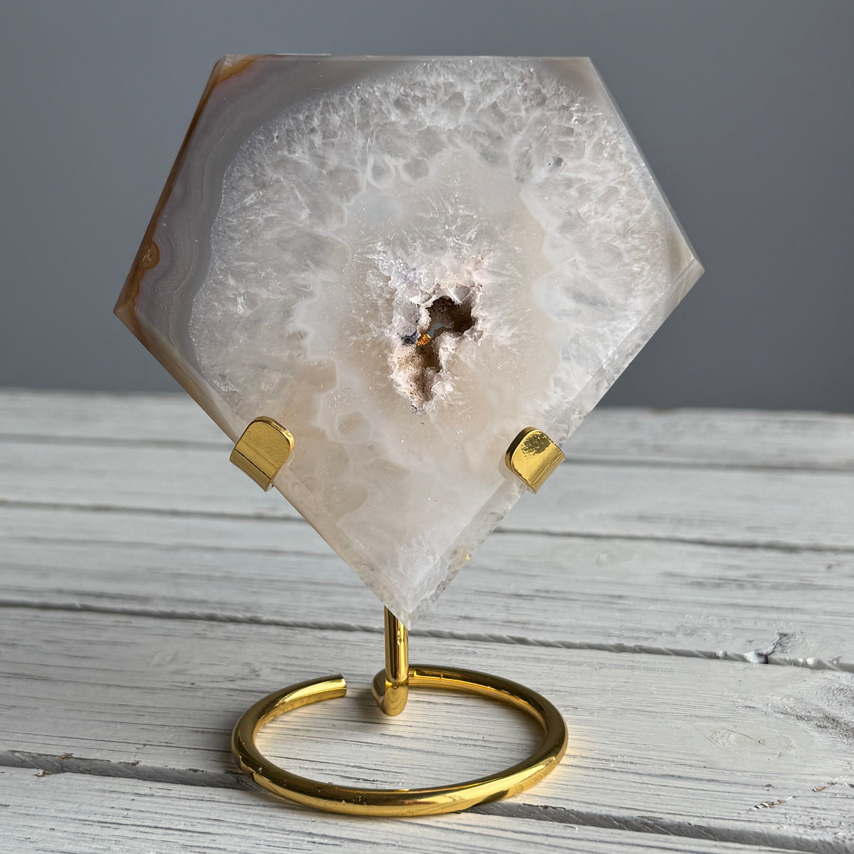 Agate Druzy Diamond Specimen on Stand – Wholehearted Crystal Creations