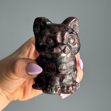 Garnet in Arfvedsonite Cat Carving Specimen
