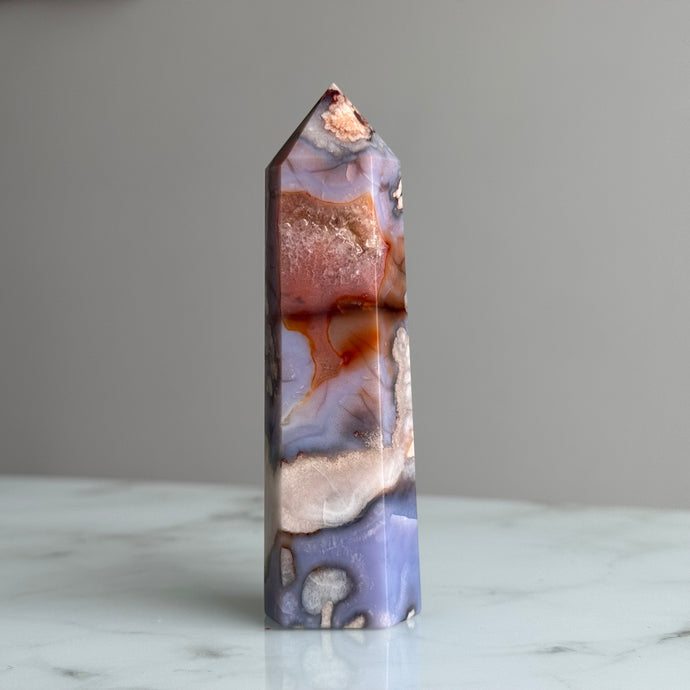 Blue Flower Agate Tower Specimen