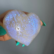 Belomorite (Moonstone + Sunstone) Heart Carving Palm Stone Specimen