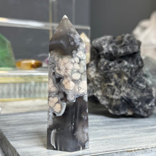 Black Flower Agate Tower Stone Specimen (BF01)