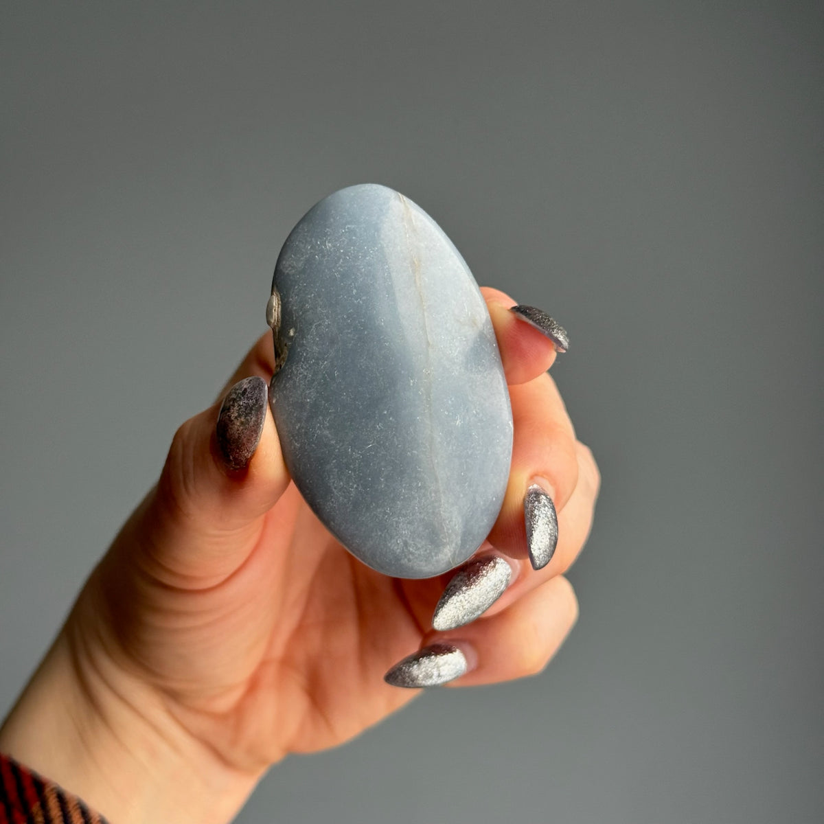 Angelite Palm Stone Crystal Specimen – Wholehearted Crystal Creations