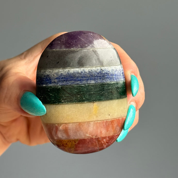 Sarah's 7 Chakra Palm Stone Crystal Specimen