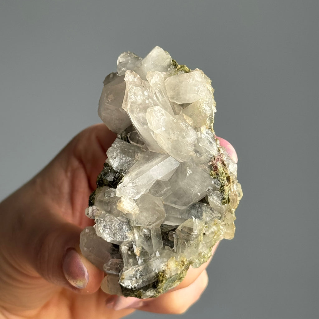 Epidote + Chlorite in Quartz Specimen #11 – Wholehearted Crystal Creations