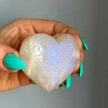 Belomorite (Moonstone + Sunstone) Heart Carving Palm Stone Specimen